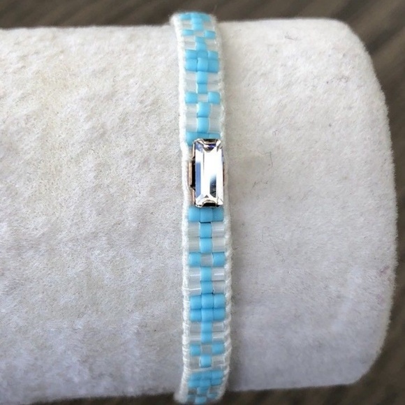 New Auth Chan Luu Turquoise Mix Seed Bead Pull Tie - Picture 4 of 4